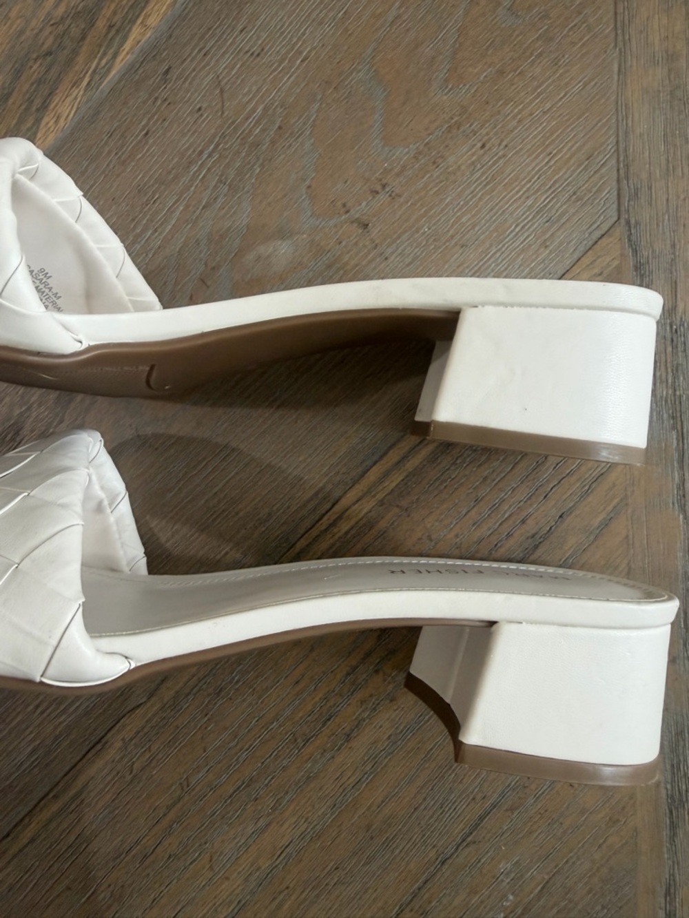Marc Fisher Woven Slide Sandals 
White Block Heel, Size 9 - Picture 6 of 8